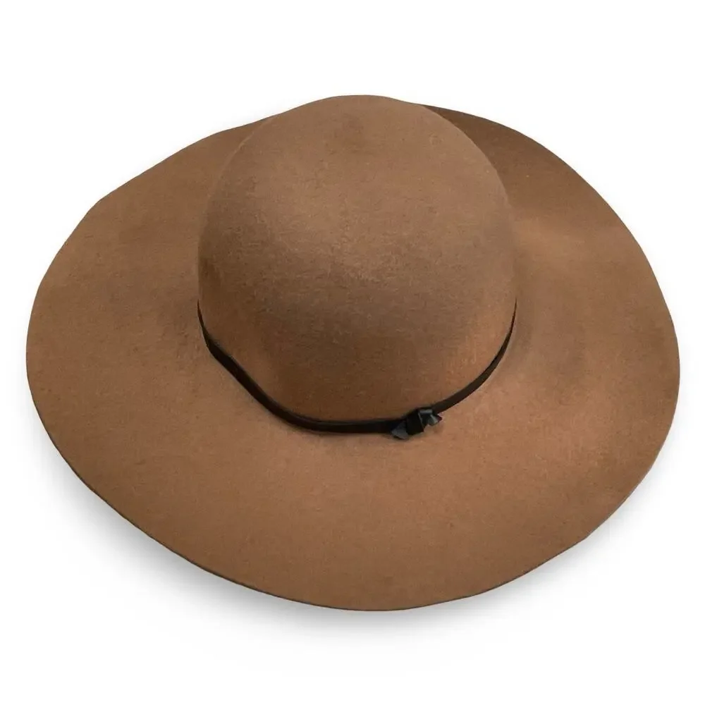 Old Navy Sun Hat 4” Wide Brim Floppy 100% Wool Chocolate Brown Large XL Boho